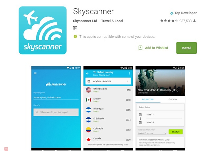 Приложение Скайсканер. SHOPDEALS Skyscanner.